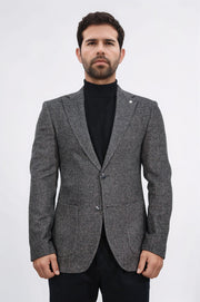 slim fit mono yaka astarsız koyu kahverengi tek ceket